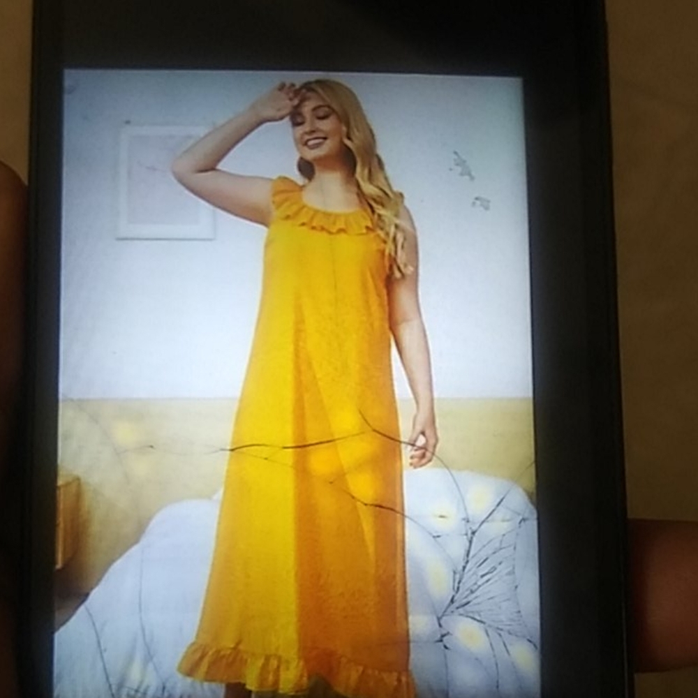 YELLOW RUFFLE NECK/HEM NIGHT DRESS